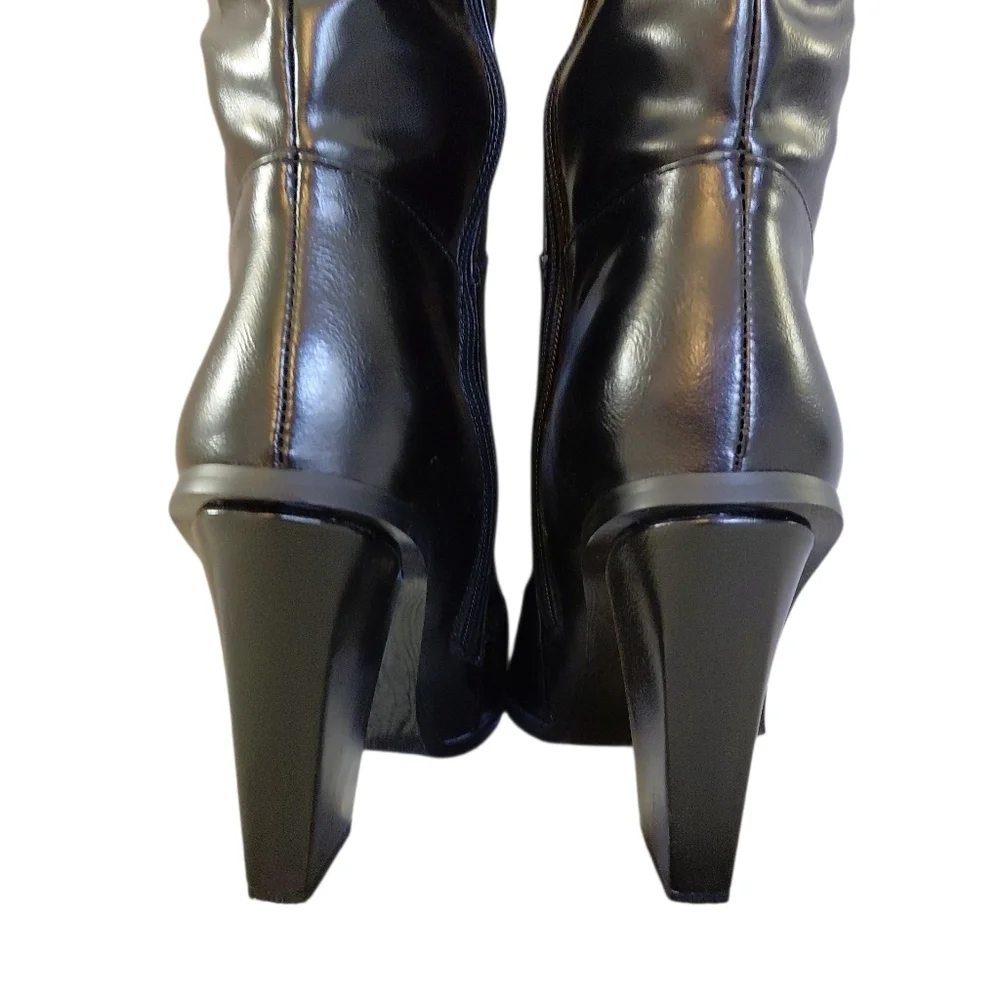 NEW PrettyLittleThing Fur Lined Black Over the Knee Boot Thigh Highs Sz 5